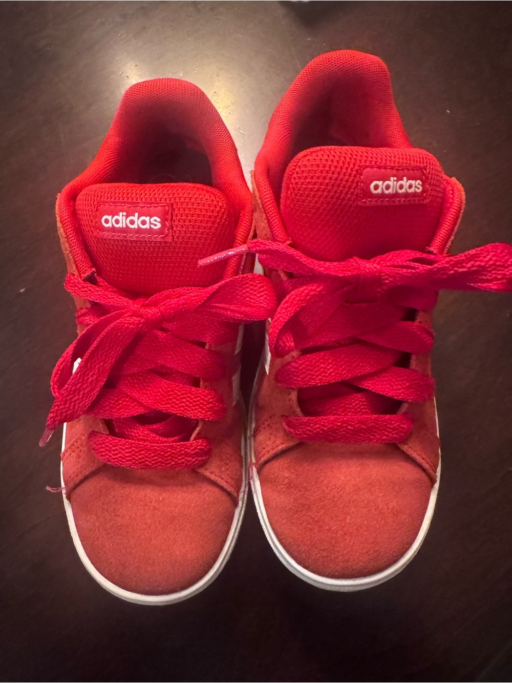 adidas Kids Red Low-Top Sneakers with White Accents